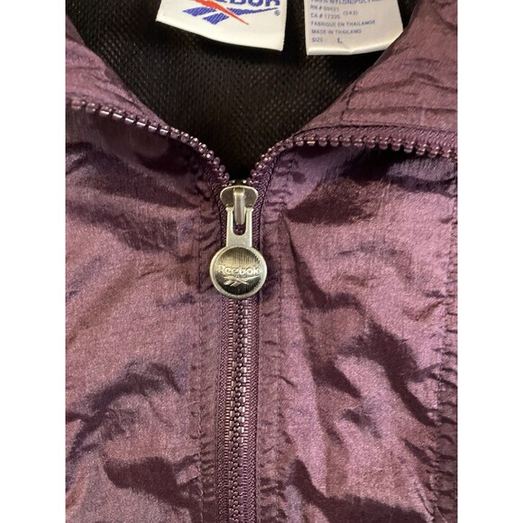 Reebok Nylon Purple Silver Pullover Windbreaker Jacket Size Large Light Material - Picture 5 of 7